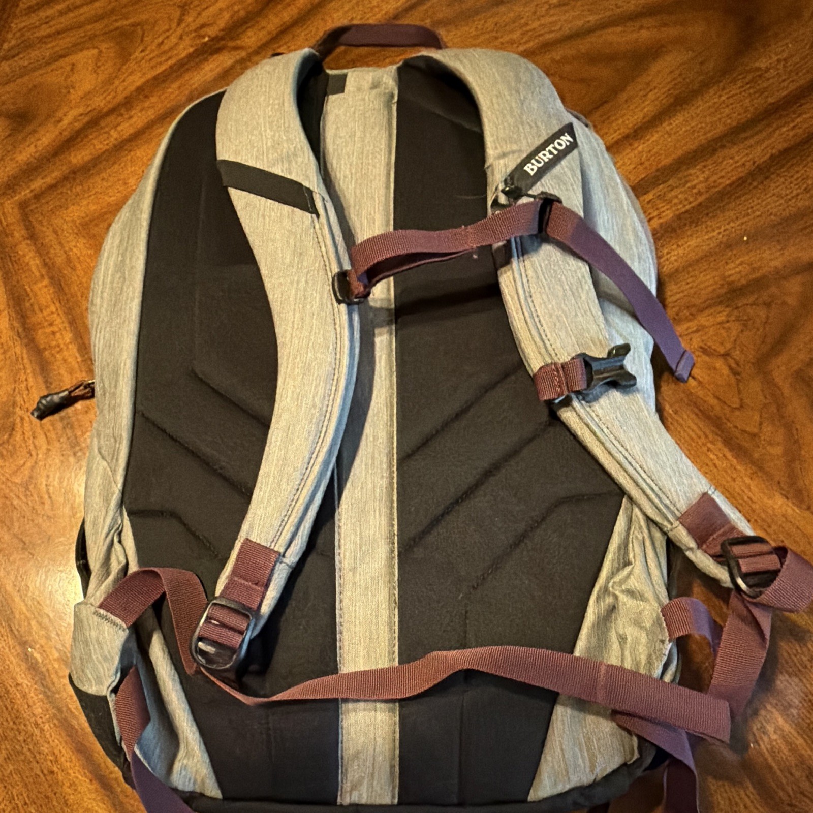 Burton Gray/Black Backpack Buckle Closure Padded Straps External Pockets 4
