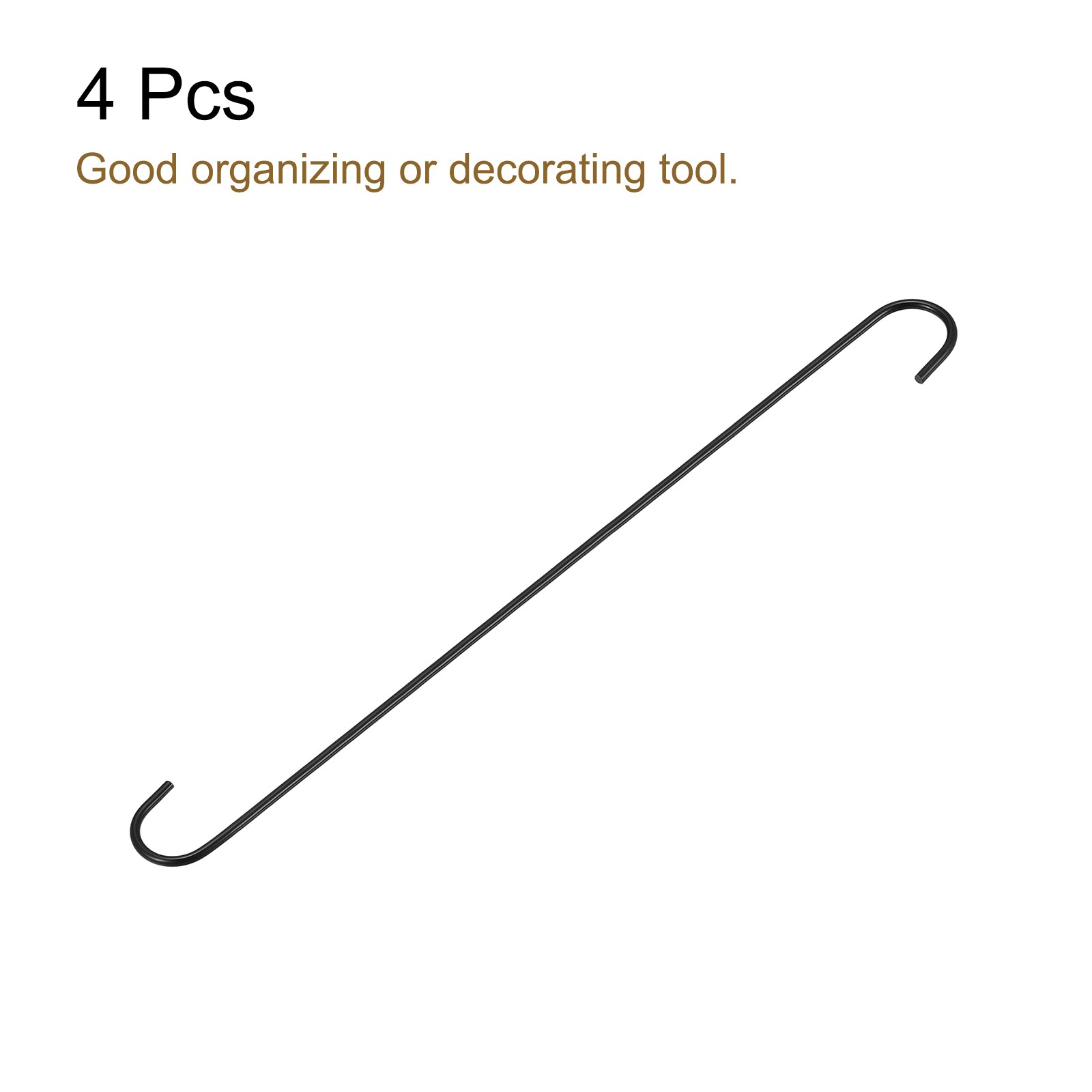 S Hanging Hooks 20inch 500mm Extra Long Steel Hanger Uses Black 4Pcs gallery