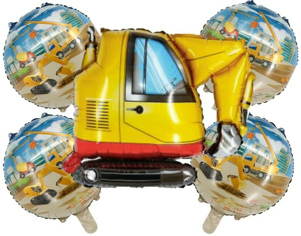 5pcs Set Large Digger Construction Foil Balloon Birthday Party Decoration JCB
