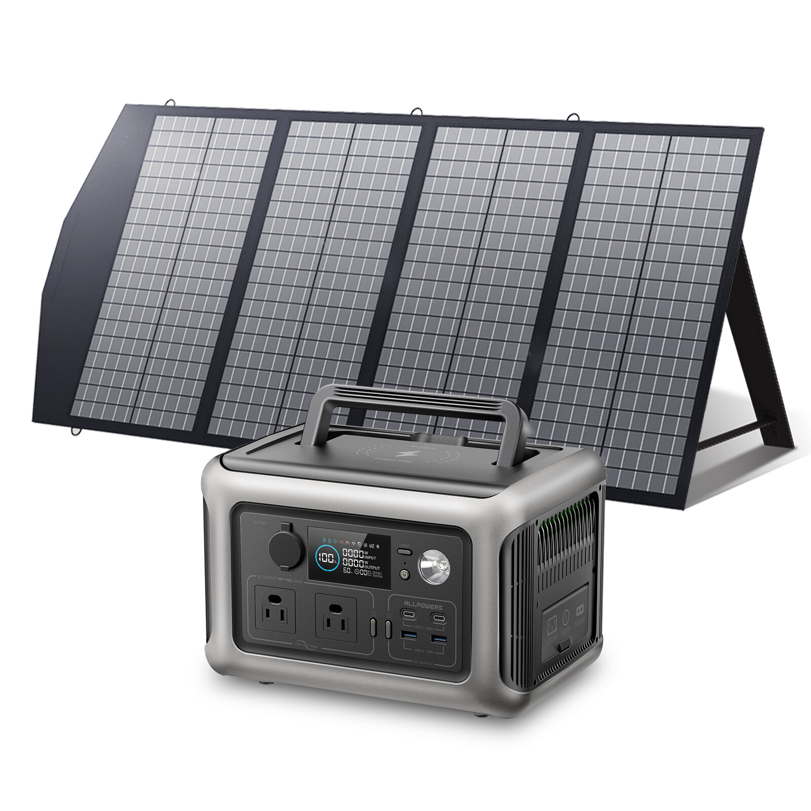 ALLPOWERS 600W 299Wh LiFePO4 Solar Generator Battery With 140W Solar Panel MPPT gallery