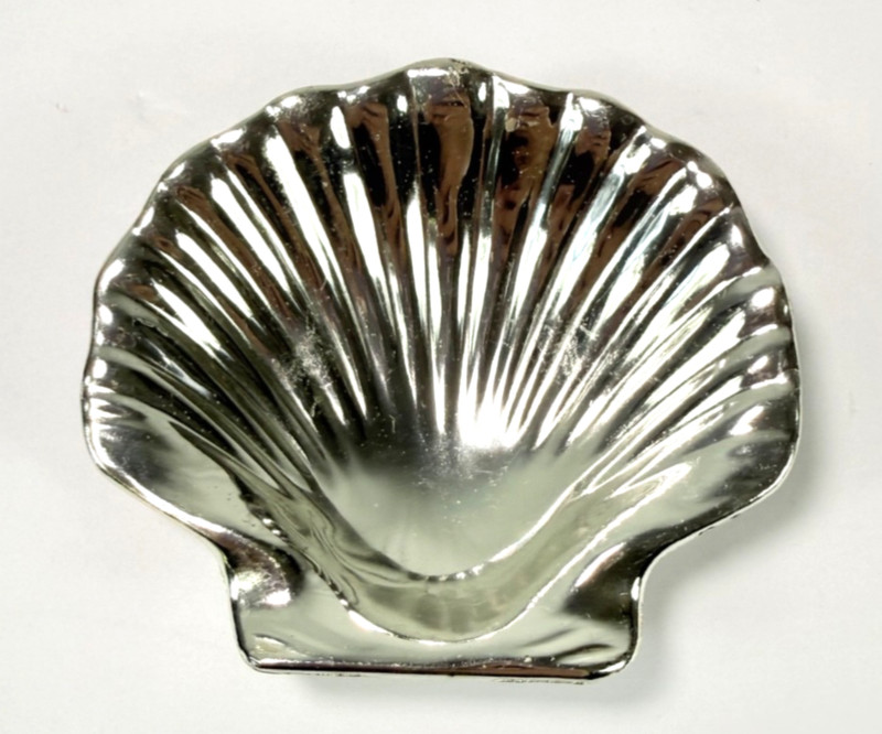 Shell Shape Dish Silver Tone Metal Candy Trinket Butter Teabag Holder VTG Set/8 gallery