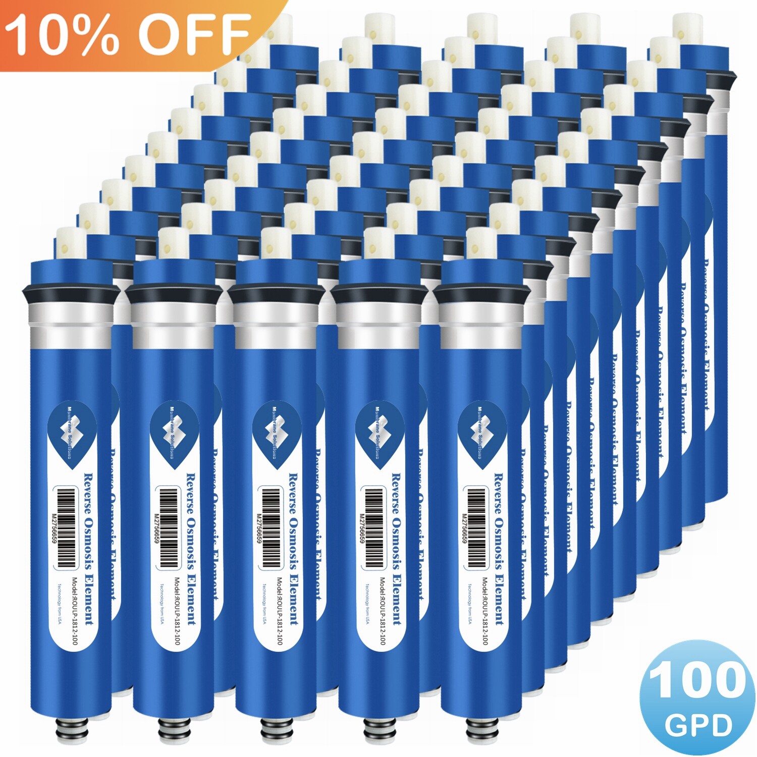 50 Pack 100 GPD RO Membrane Under Sink Reverse Osmosis Water Filter Replacement gallery
