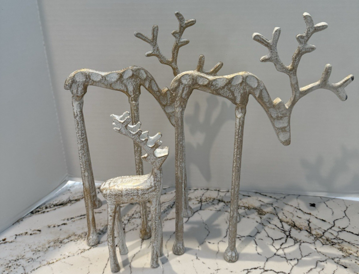 Modern Gold Metal Reindeers ($20 EACH) (2 Tall/1 Short) (or Separate) NEW gallery
