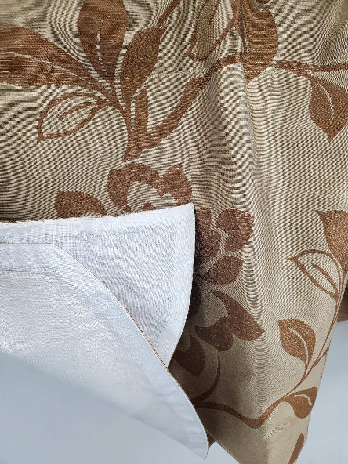 Lurex Custom Lined Valance or Unlined Tiers Jacquard Floral VINTAGE NEW RARE gallery