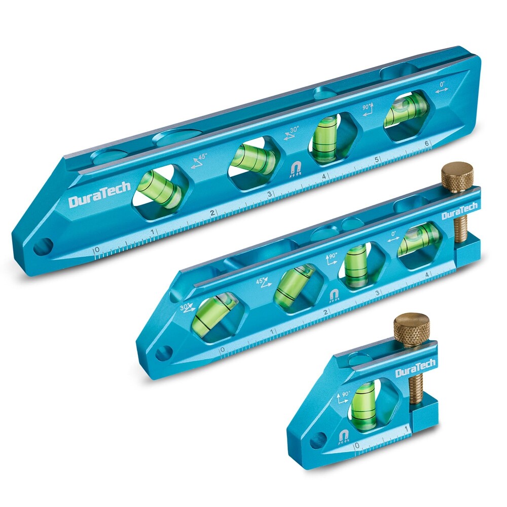 DURATECH 3PC Level Tool Set Magnetic Torpedo 2.5" 6.25" 8" Levels 0°-90° Bubbles gallery