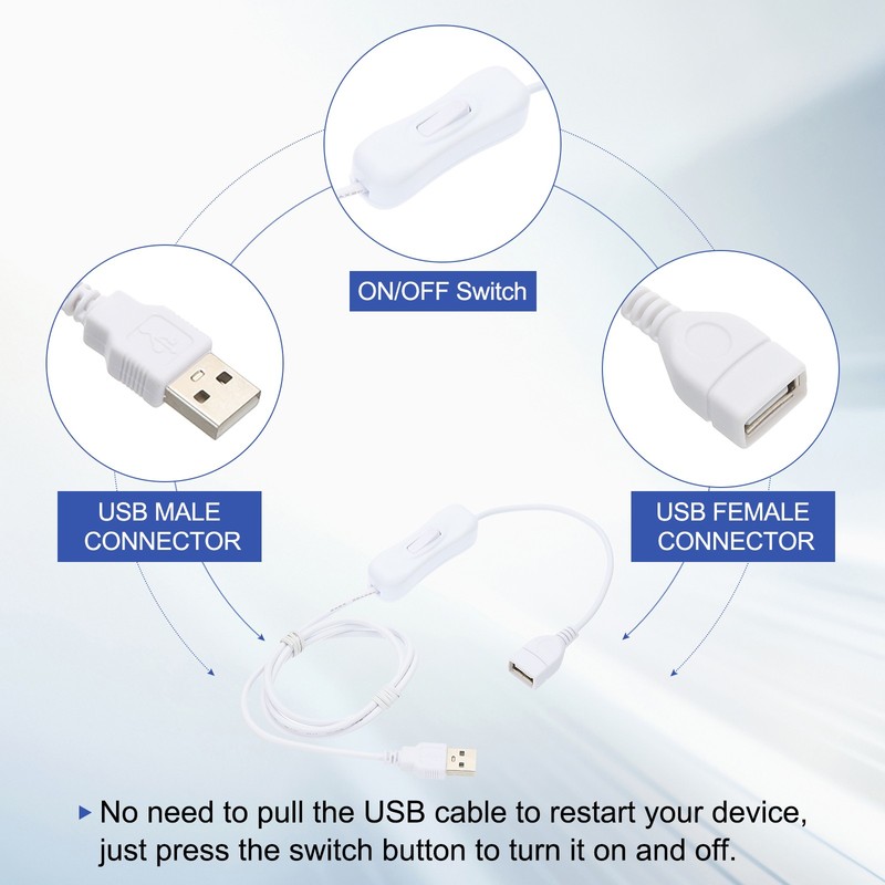 3.28ft USB Extension Cable with Switch, Long Inline Toggle Switch Power Cable gallery