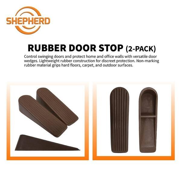 2 Pack Shepherd Brown Rubber Door Stops with Non-Marring Base Resists Scratches gallery