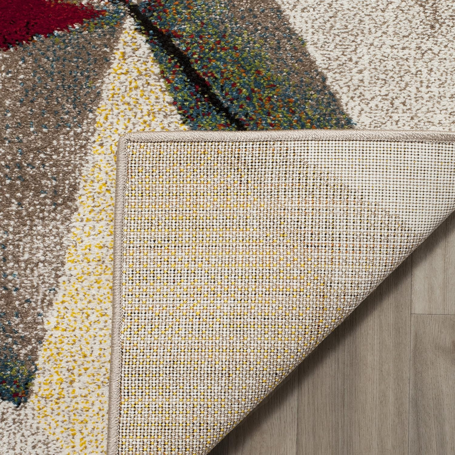 Modern Abstract Light Grey & Orange Area Rug - 10' Square, Easy Care gallery