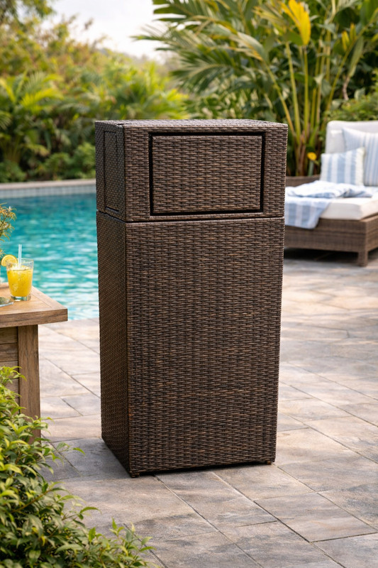 Stylish & Durable Waste Solution Casablanca Outdoor Trash Bin, Wicker gallery