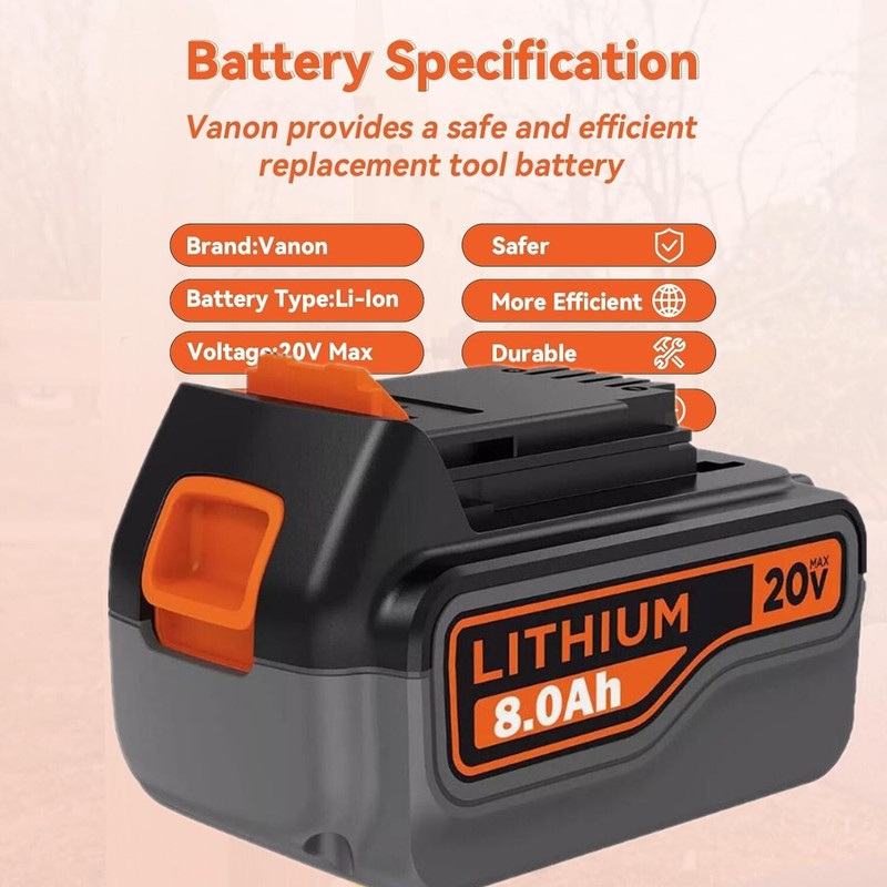 Packs Replace FOR Black and Decker 20Volt Battery/Charger 8,0Ah LBXR20 LB2X4020 gallery