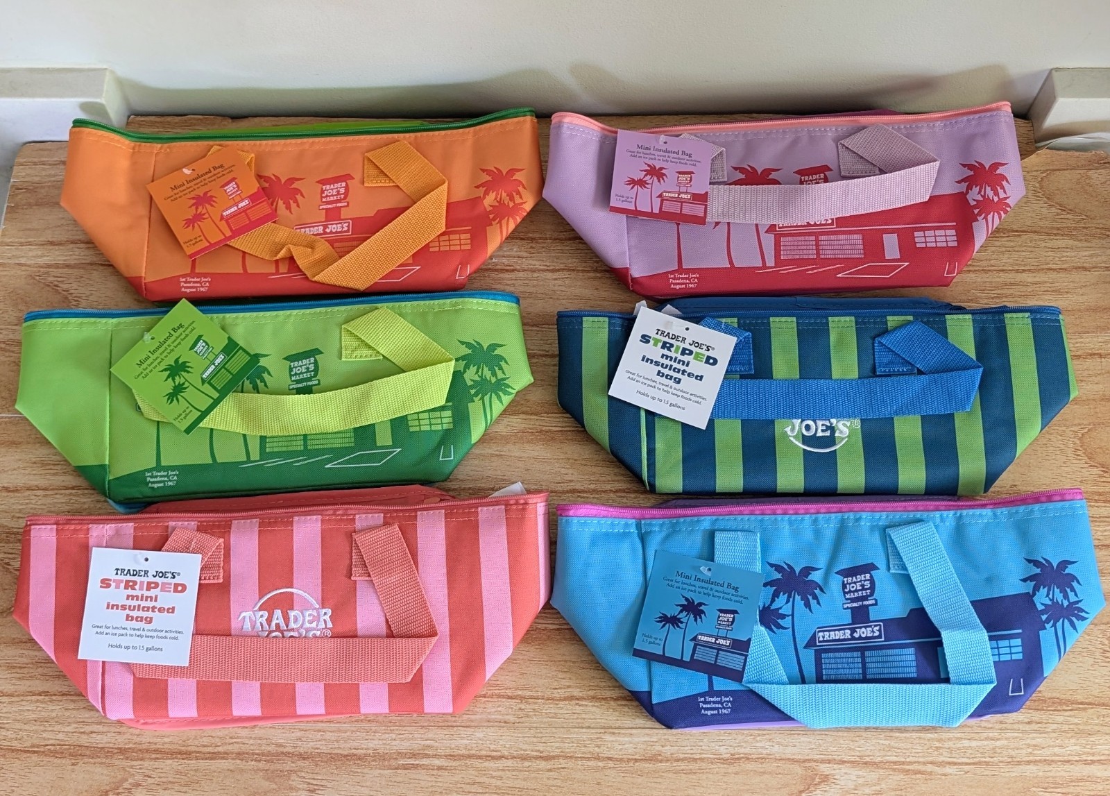 FULL SET 6 Trader Joes Mini Insulated Tote Bag Summer 2026 SAME DAY SHIPPING gallery