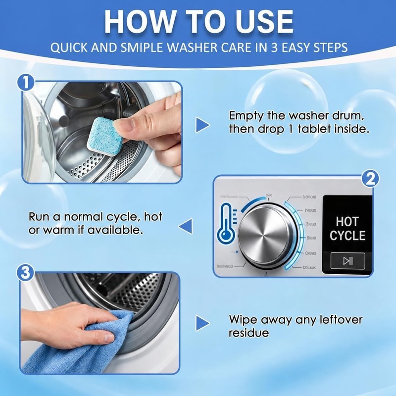 Washing Machine Cleaner Tablets 24 Pack Enzyme Deep Clean Front Load Washer gallery
