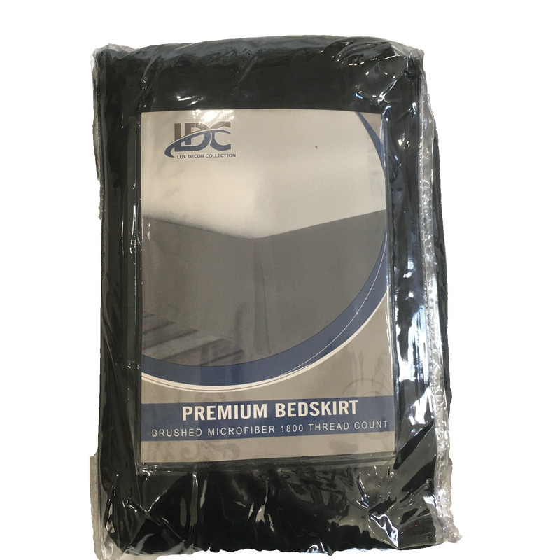 LDC LUX Decor Collection Premium Queen Bedskirt Black New In Package 60"x80"x14" gallery