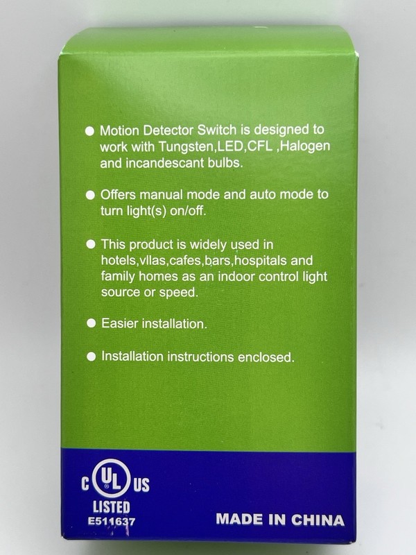 Motion Sensor Light Switch, Wall Plate Included, White, UL Listed gallery