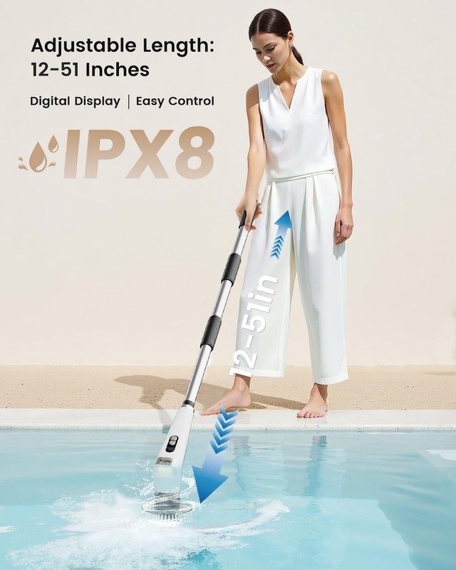 Antime 电动旋转刷，带 LED 灯，IPX8 防水清洁刷，带 LCD 显示屏，5 个可更换刷头，带 25kg 扭矩的淋浴刷，浴室、厨房 90 分钟续航 gallery