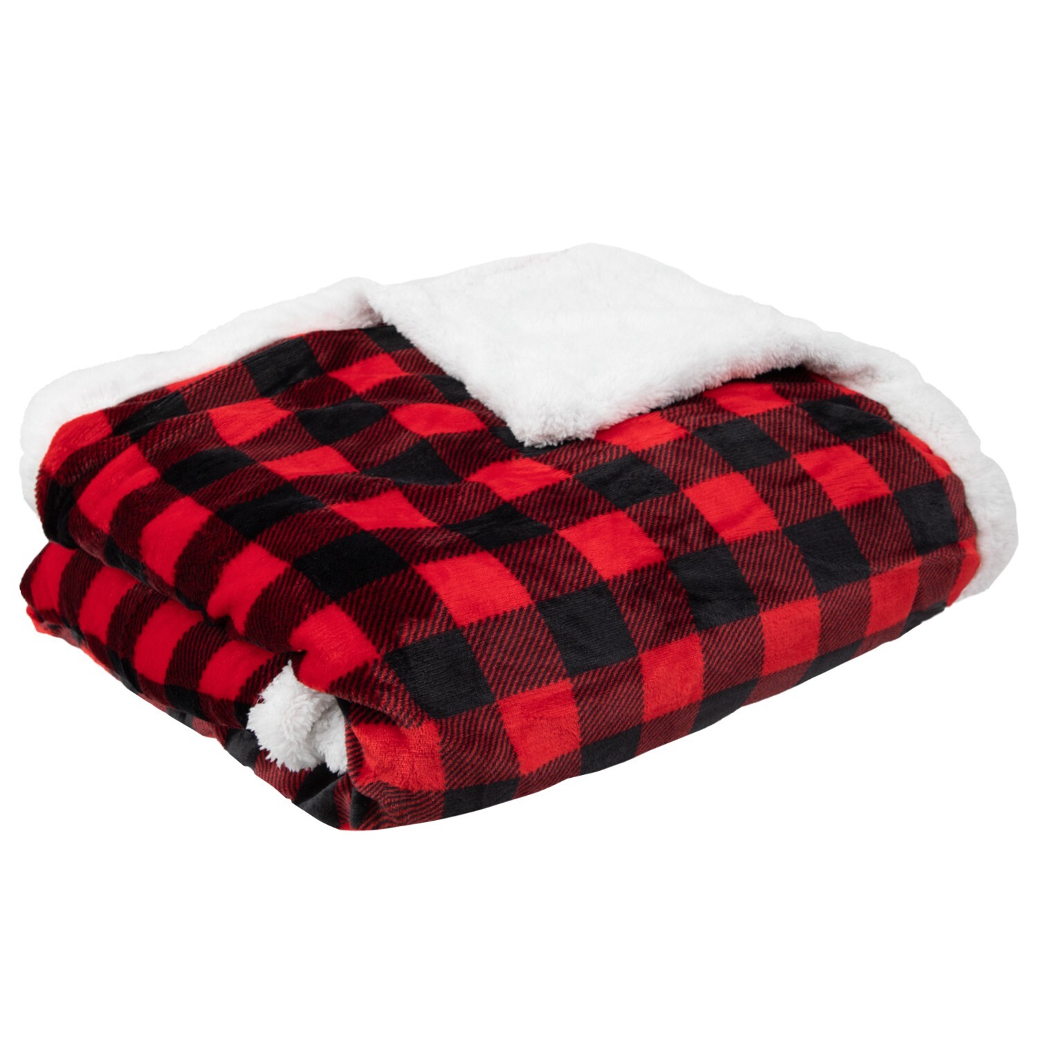 Arkwright Rustic Home Buffalo Plaid Throw Blanket, 50x70 Red/Black, Sherpa Back gallery