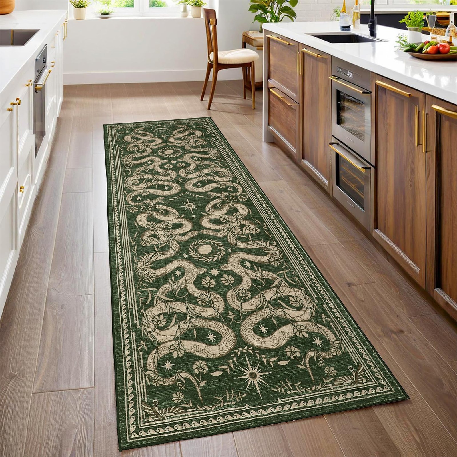 Snake Washable Runners for Hallways 2x6 Runner 2' x 6' (Rectangular), Green gallery