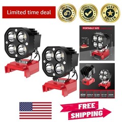 Cordless LED Work Light Set – 2 Pack, 40W Output, Compatible with 18V Batteries