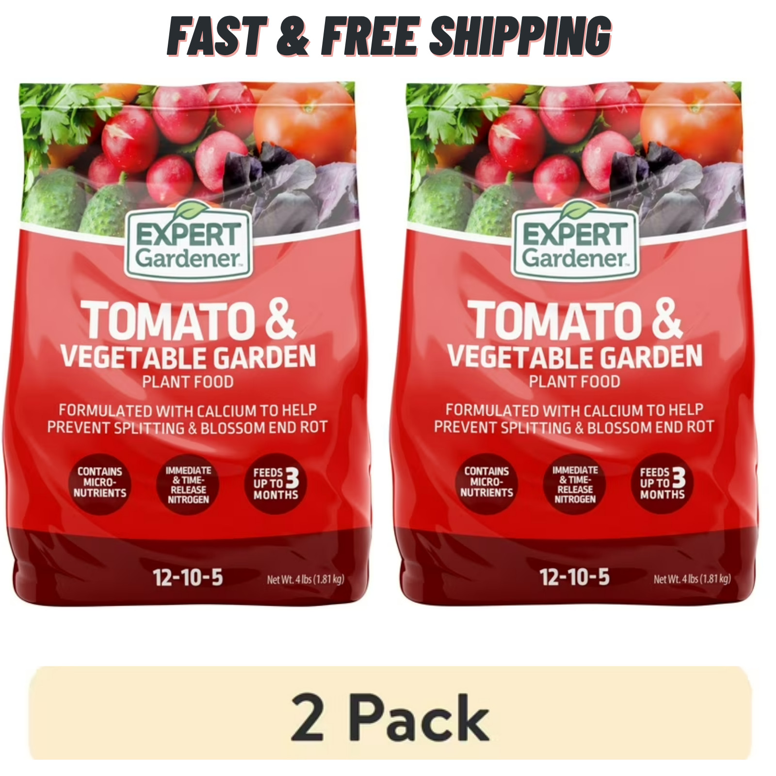 (2 Pack) Expert Gardener Tomato & Vegetable Plant Food 4 lb - 12-10-5 - NEW gallery