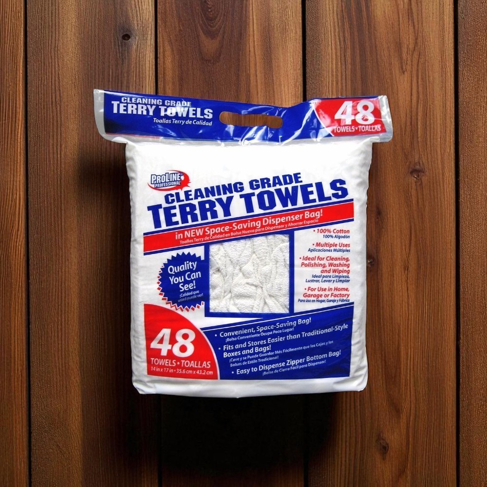 ProLine Terry Towels Cleaning-Grade Cotton White Absorbent Dispenser (48-Pack) gallery