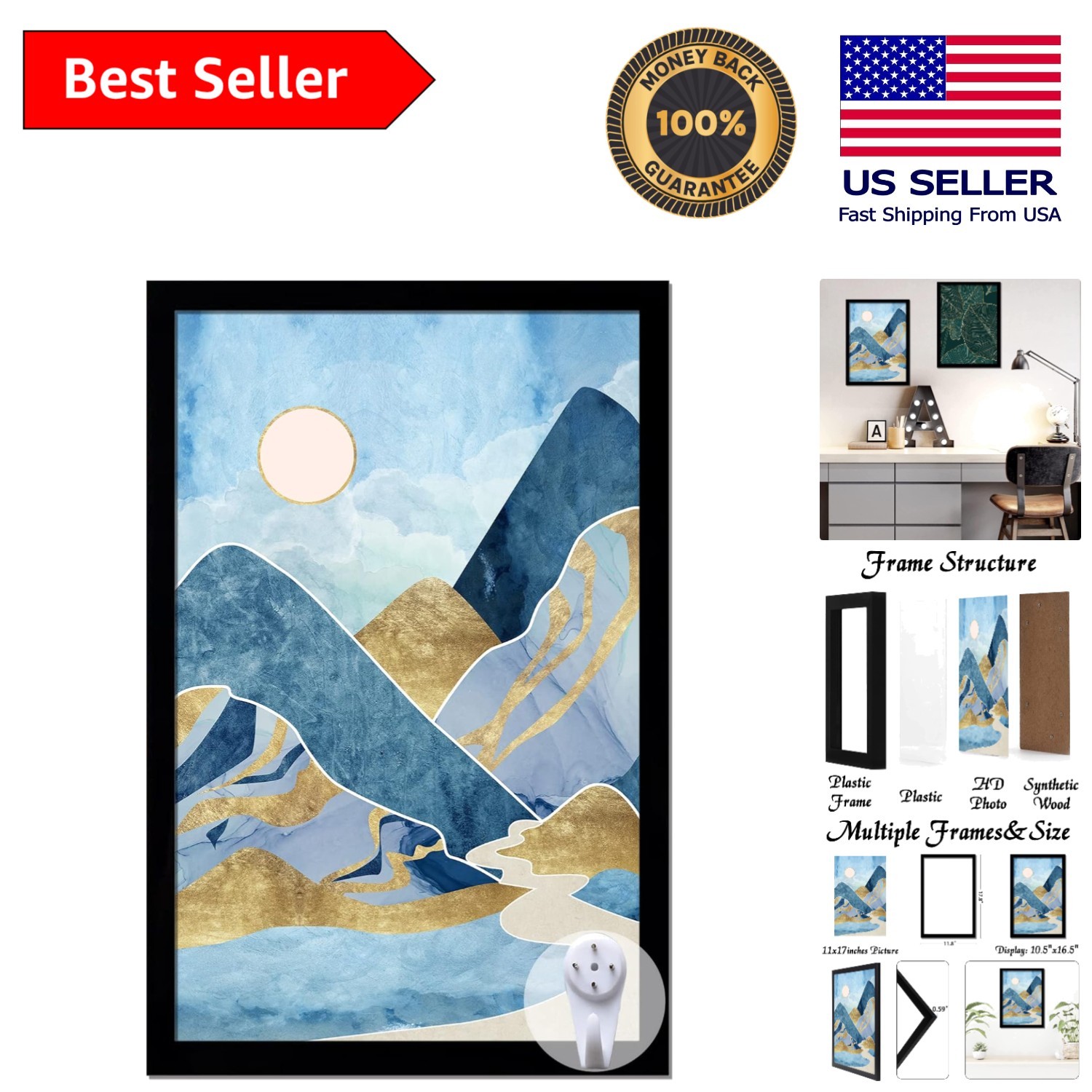 Versatile 11x17 Matte Black Frame for Portrait or Landscape Photo Displays gallery