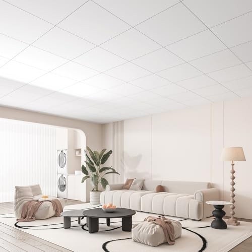 24"x24" Smooth Drop Ceiling Tiles (48 Sq.Ft)-Pack 2ft x 2ft 24" x 24" 12 White gallery