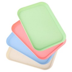 Multicolor Plastic Serving Tray 4 Pack 8.66×12 Inch Rectangular Heavy Duty