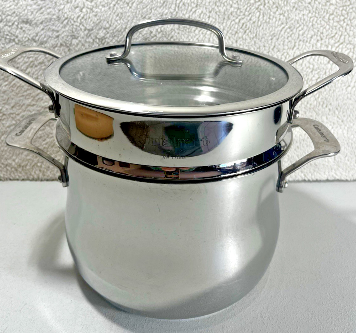 CUISINART Countour Stainless Steel 6-Qt Tri-pl,Stockpot w/Steamer Insert & Lid. gallery