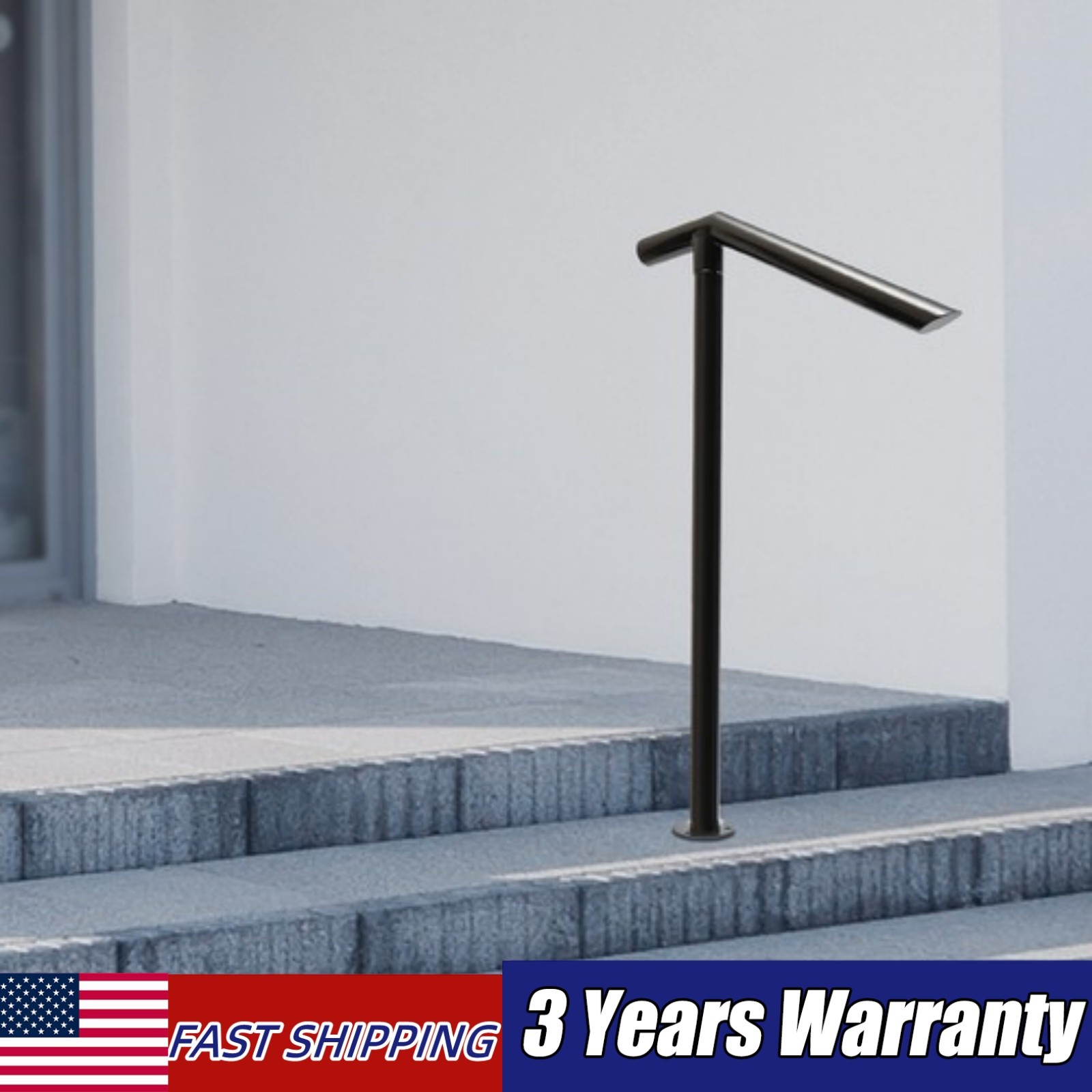 For 2-3 Steps Stair Rail Railing Iron Handrail Kit Outdoor Porch Arm Assist NEW gallery