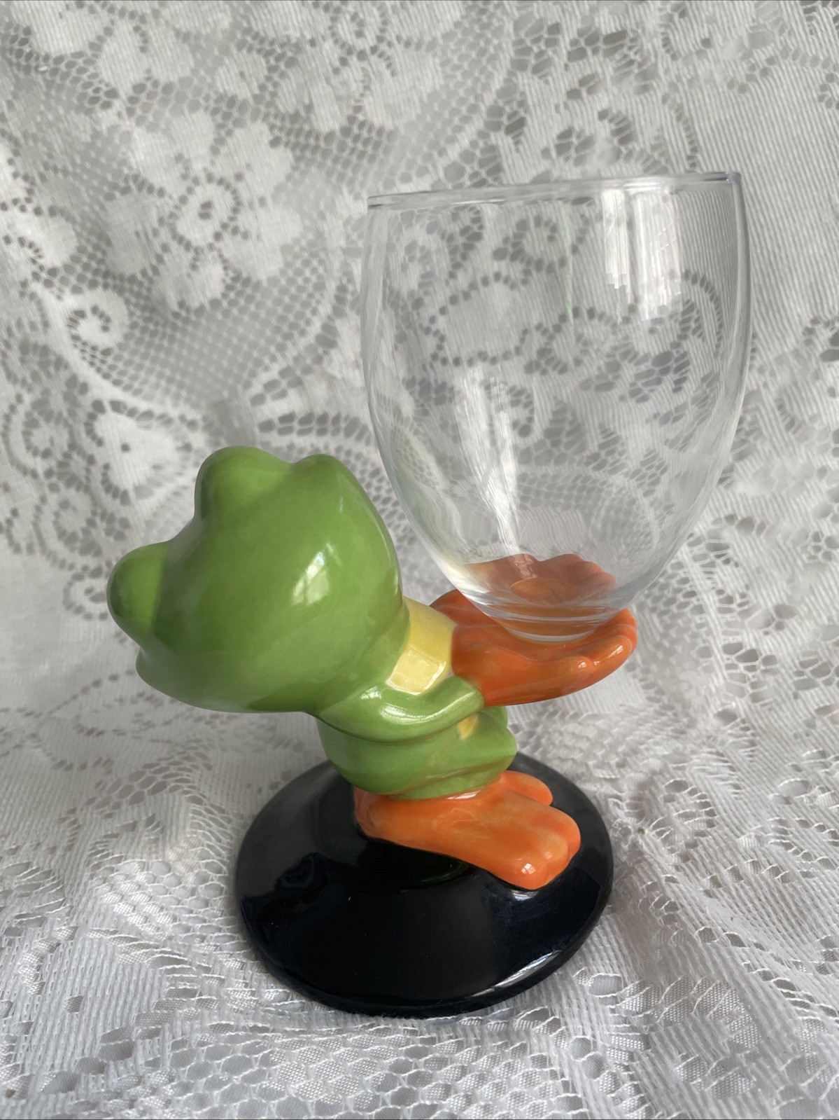 Rainforest Cafe Cha Cha Tree Frog Wine Glass Ceramic Goblet 6” Whimsical gallery