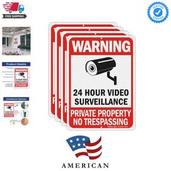 4 Pack No Trespassing, Private Property, Warning Signs – 10 x 7 Inches Reflec…