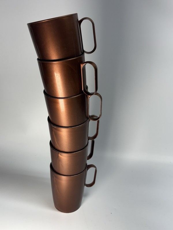 6 Plas-Tex Mugs Copper Plastic Camping 12 Oz Coffee Mug Set gallery