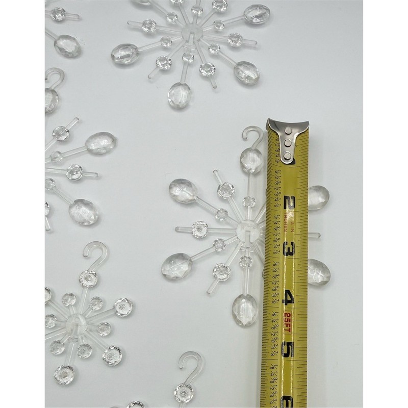 17 Clear Snowflake Ornaments Set w/ Built-In Hooks Mixed Sizes 4" 2.5 gallery