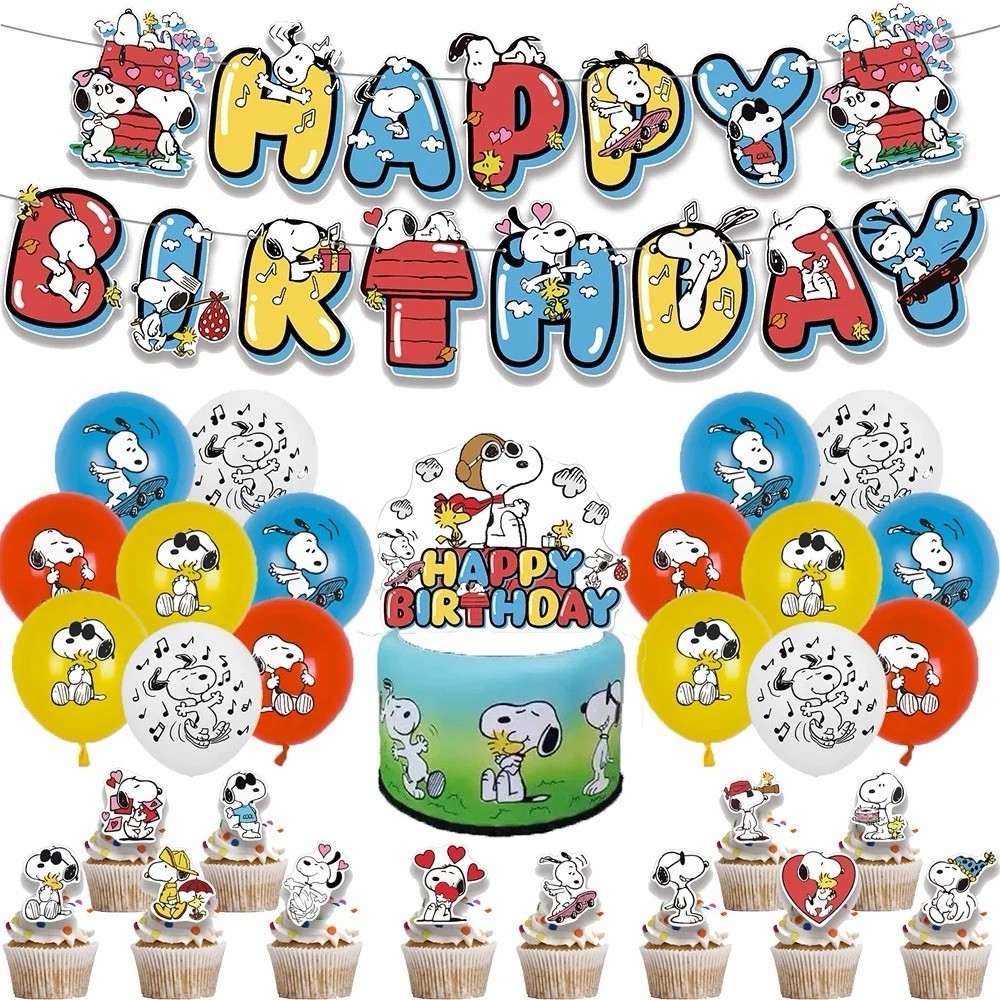 Cute Peanuts Snoopy Theme Party Supplies Set,for Kids Birthday Party Decoration gallery