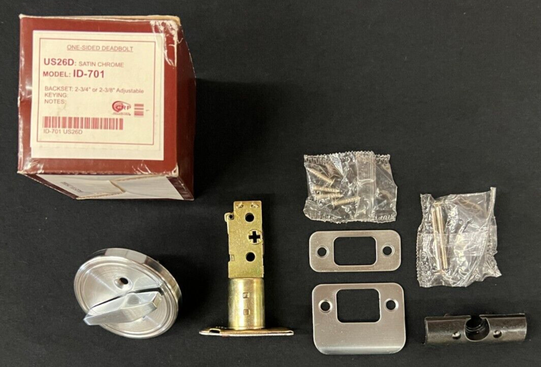 Cal Royal One Sided Deadbolt ID-701 US26D 2-3/4" OR 2-3/8" ADJUSTABLE BACKSET gallery