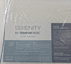 Tempur-Pedic Serenity Memory Foam Bed Pillow 20x15in White