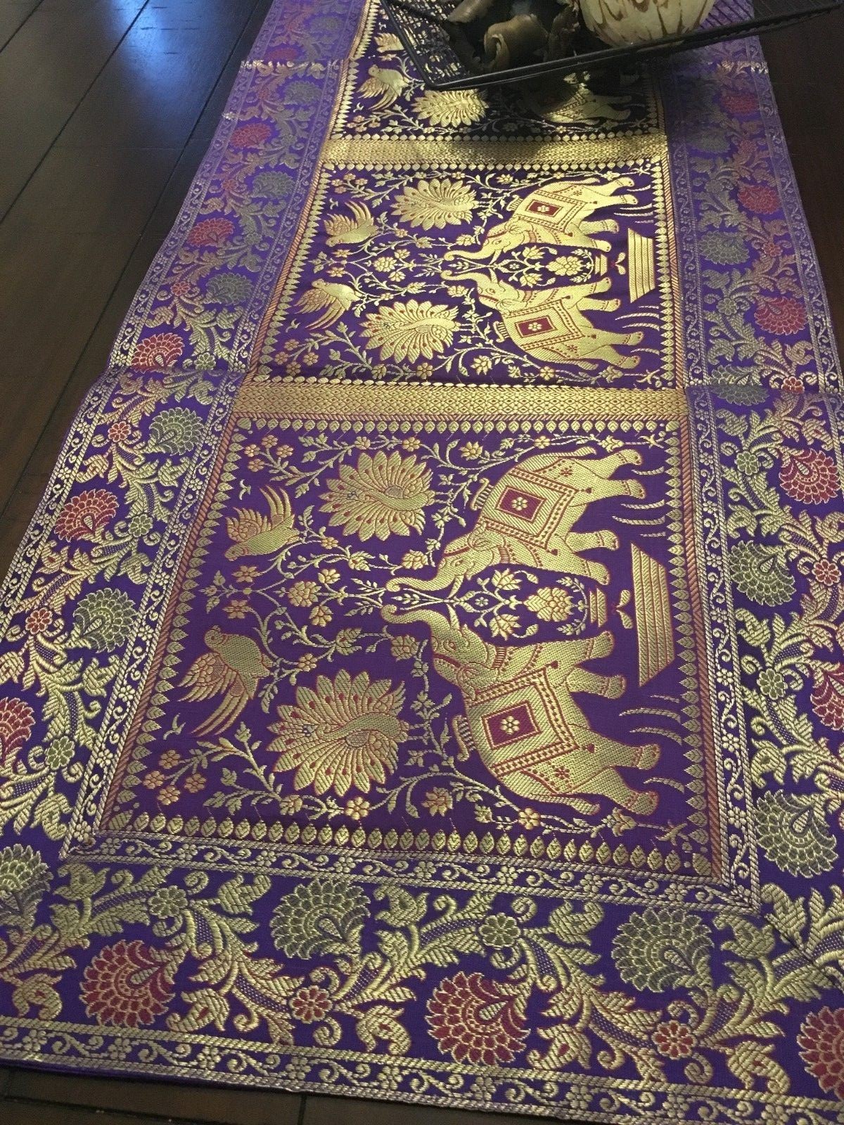 Table Runner Silk Tapestry 60 Inch Runner Mandala Peacock Elephant Decor Gift gallery