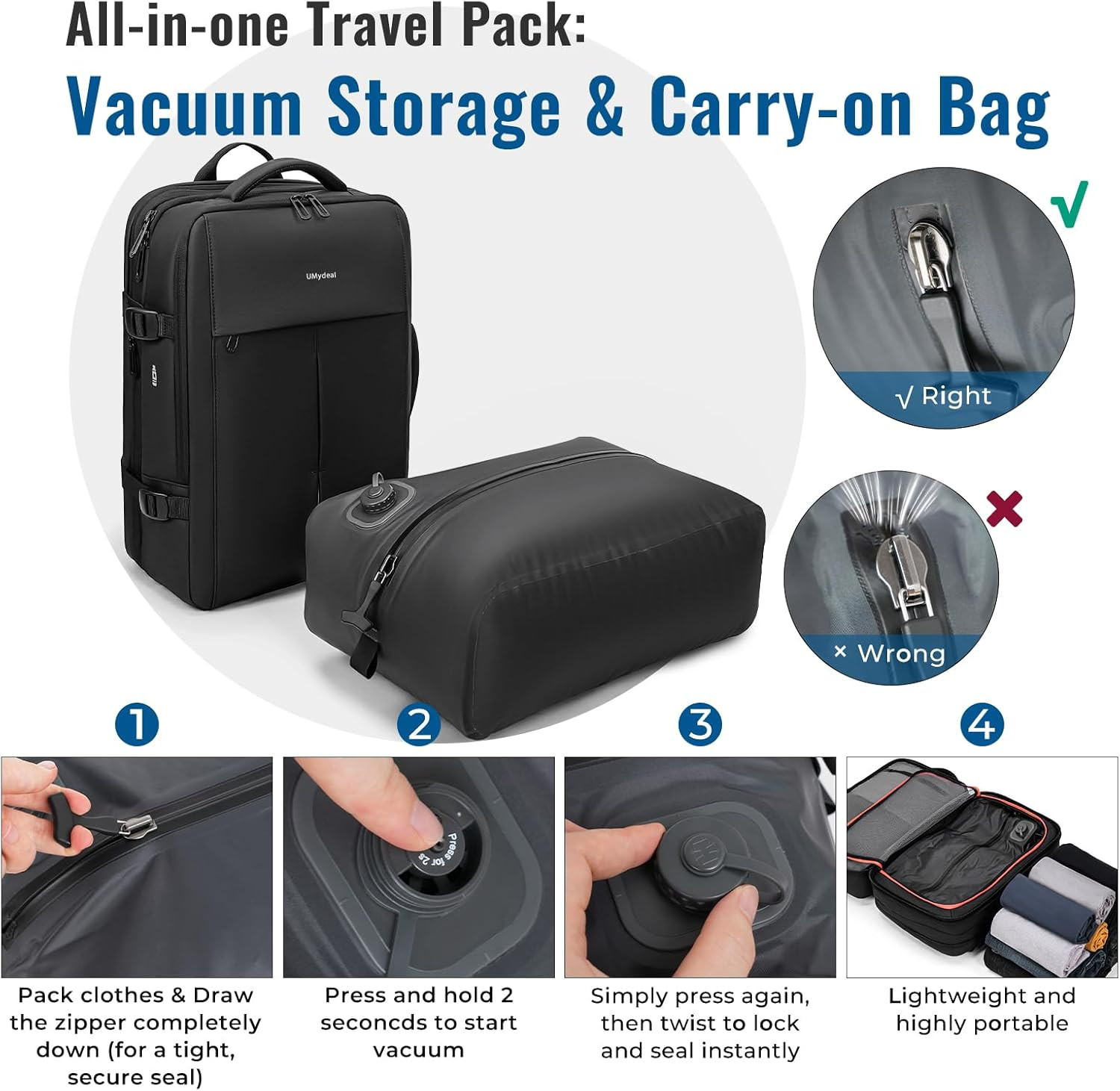 Vacpack Backpack with Vacuum, Expandable Air Vacuum Backpack for Travel,60L Comp 2