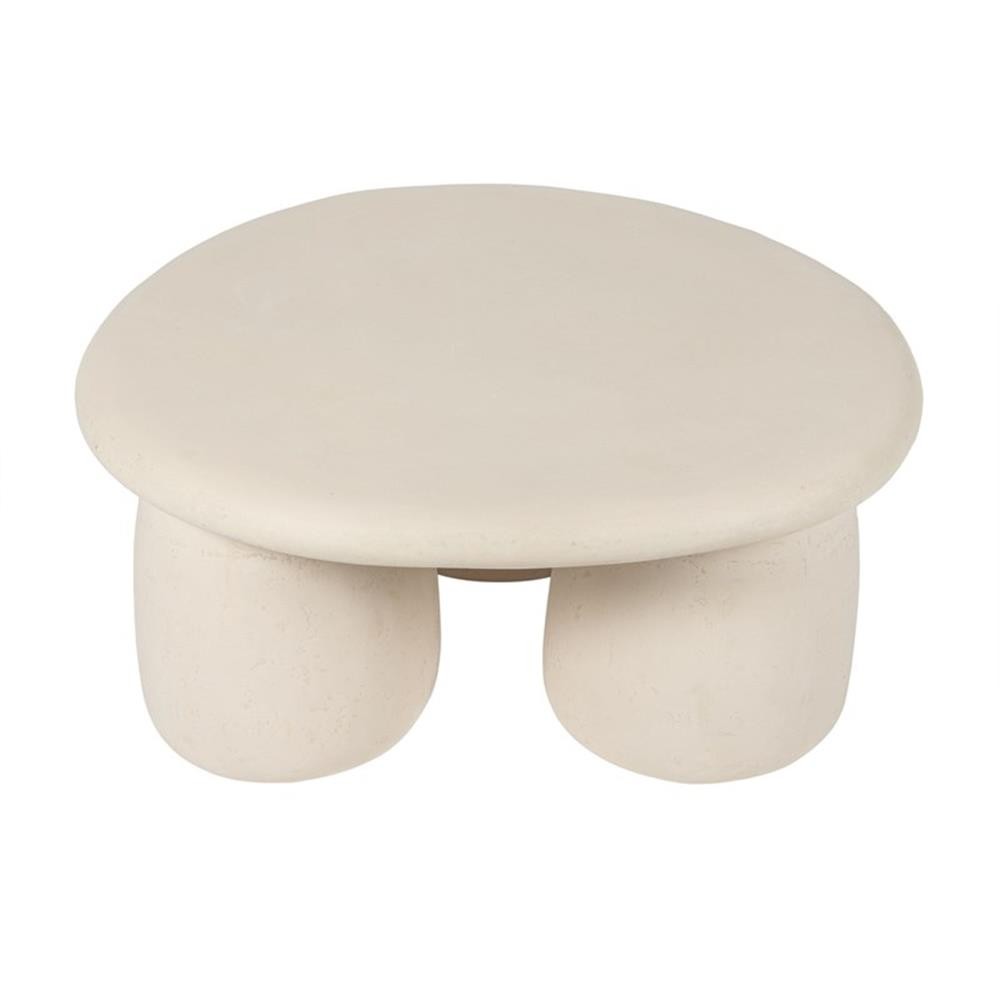 Pemberly Row Contemporary Cream Round Coffee Table - 33.9"W x 33.9"D x 15.7"H gallery