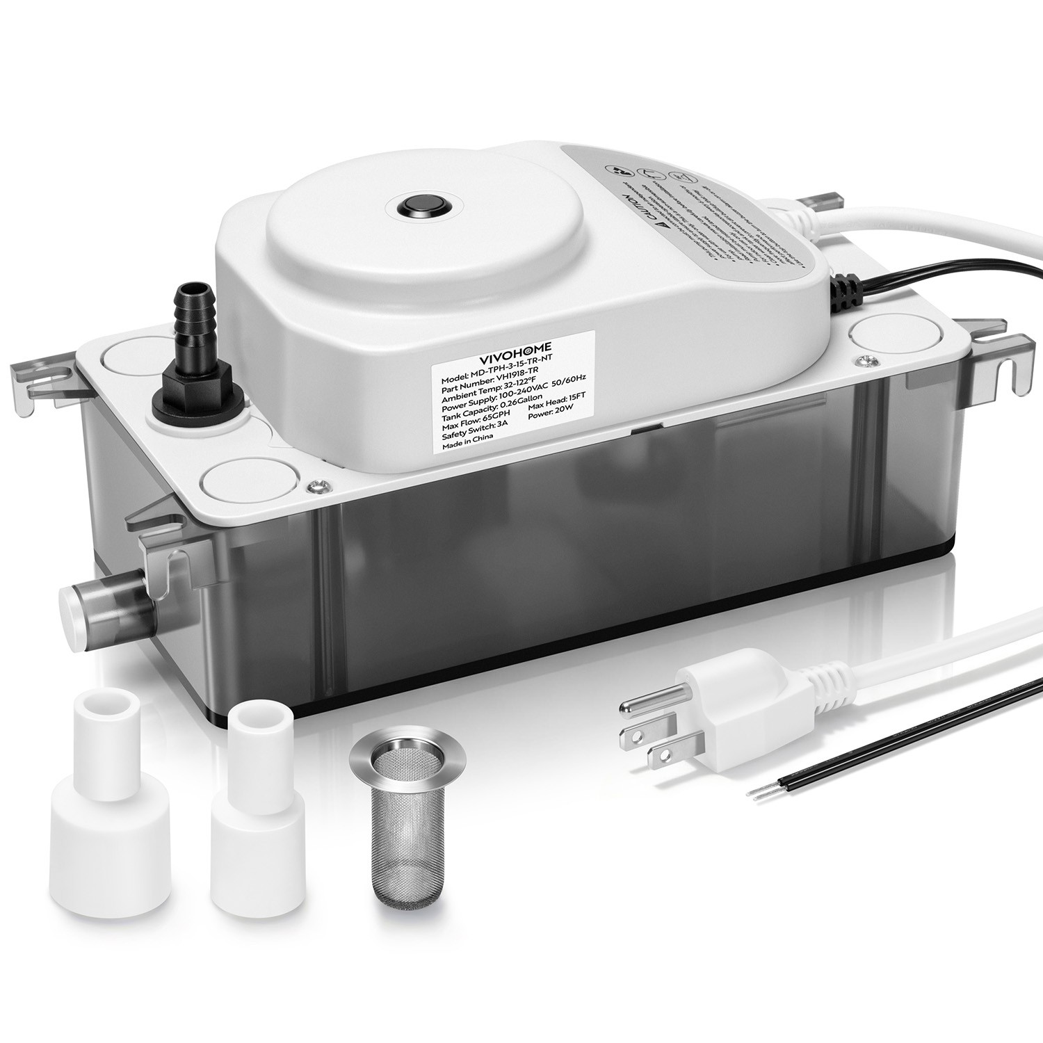 HVAC Condensate Pump 65GPH Automatic Safety Alarm Switch AC Drain Pump 15ft Lfit gallery