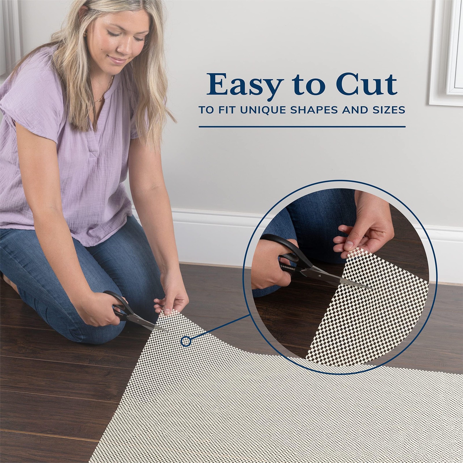 Veken Runner Rug Pad Gripper for Hardwood 2' x 6' (Rectangular), White gallery