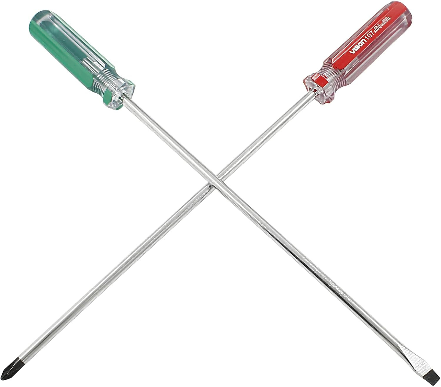 10" Long Screwdriver Set Phillips & Flat Head Cross Slotted Repair Tool 2 Pack gallery