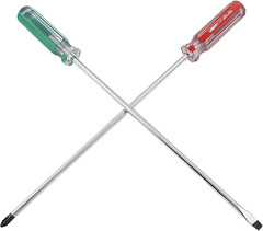 10″ Long Screwdriver Set Phillips & Flat Head Cross Slotted Repair Tool 2 Pack