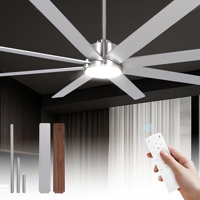 CZ72BN-LK 72 Inch Brushed Nickel Ceiling Fan with Light Remote 8 Wood Blades gallery
