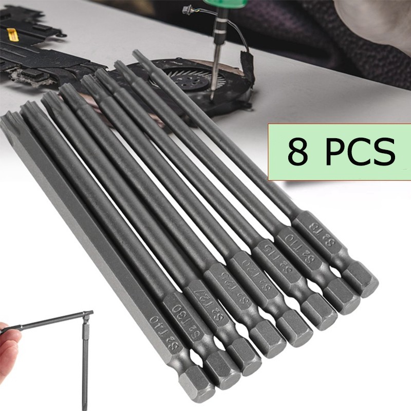 8pcs Torx Screwdriver Bit Set Hex Security Magnetic Head 100MM Extra Long T8-T40 gallery