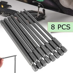 8pcs Torx Screwdriver Bit Set Hex Security Magnetic Head 100MM Extra Long T8-T40