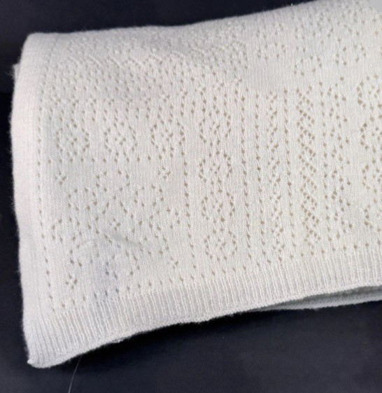 Ralph Lauren~Shields~Throw~Lambswool blend~Pointelle Knit~ 54 x 72 in~Cream~NWT~ gallery