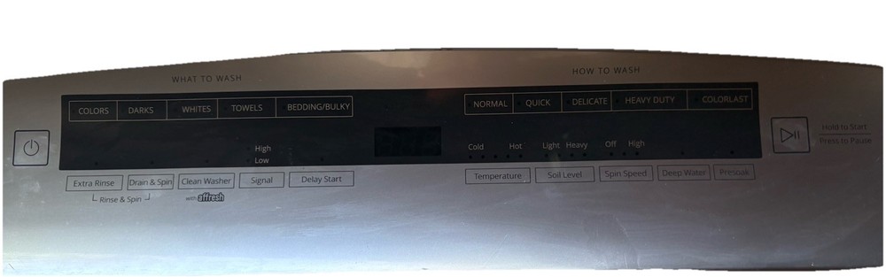 Whirlpool Extra Rinse Drain & Spin Clean Washer Washer Control Panel Gray/Black