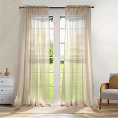 Dreaming Casa Solid Sheer Curtains 102 Inches Long Taupe Rod Pocket Voile