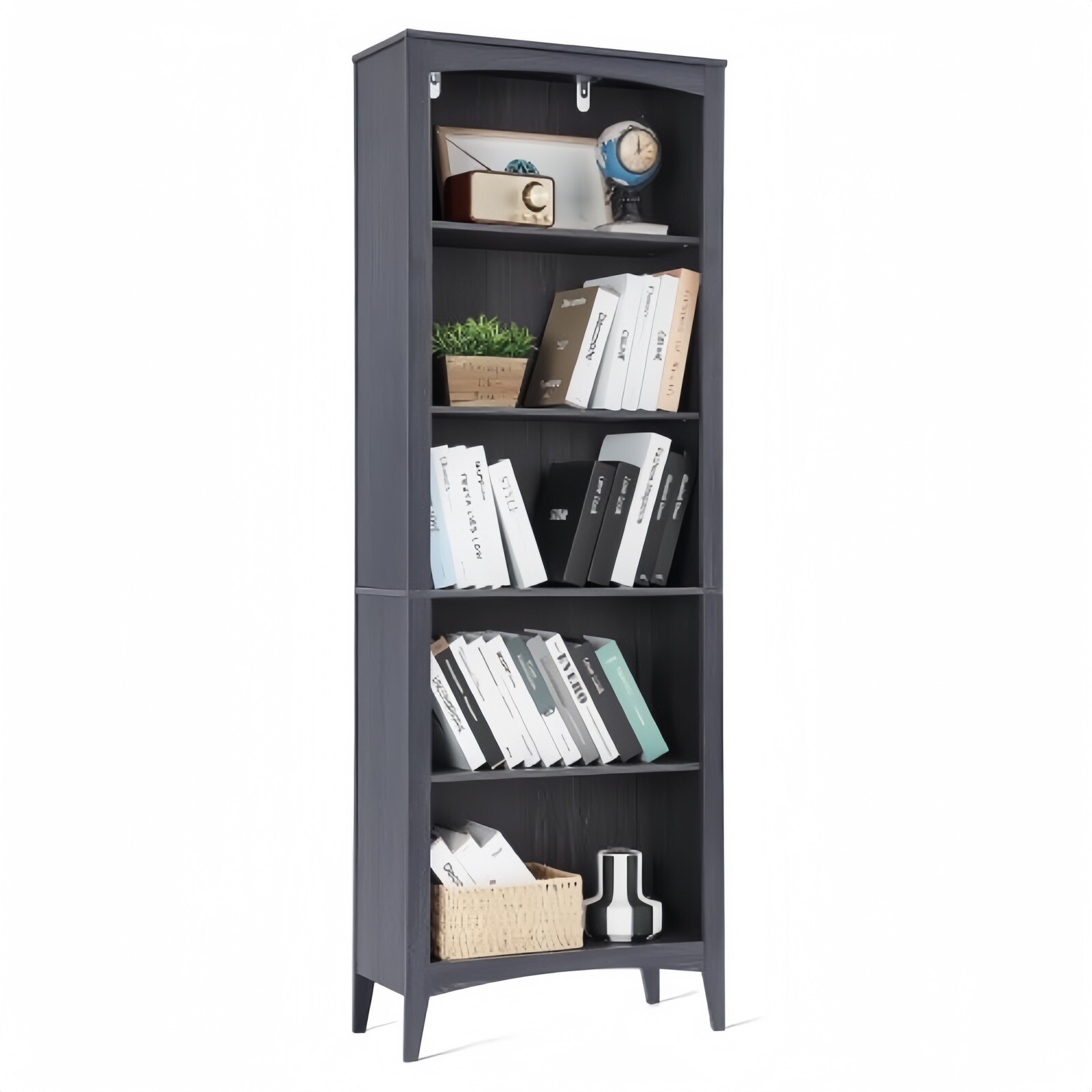 5 Tier Wooden Bookcase, 65in Open Display Bookshelf for Home, Bedroom, Office gallery